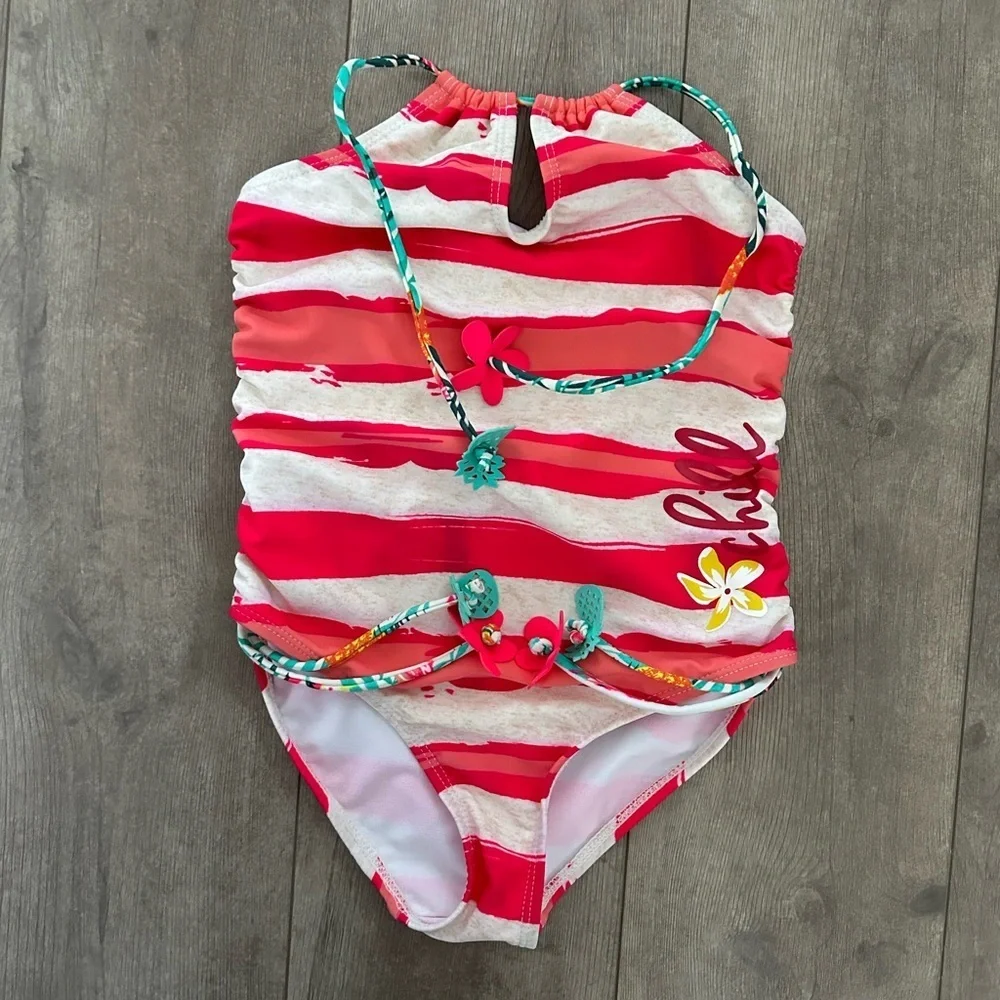 New Big Chill Tropical Vibrant One-Piece Swimsuit Size 7/8 Little Girls